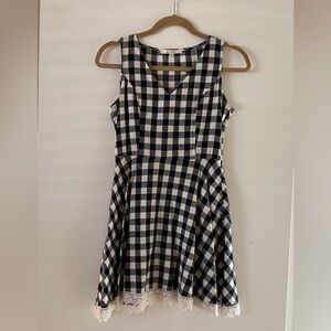 Miami Black and White Checkered Kids Dress